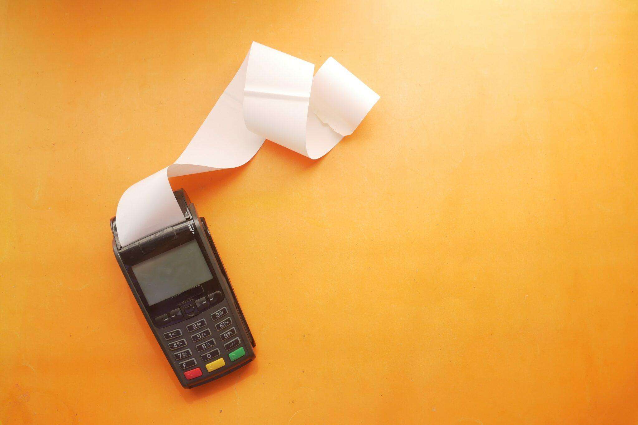 orange background with a reciept