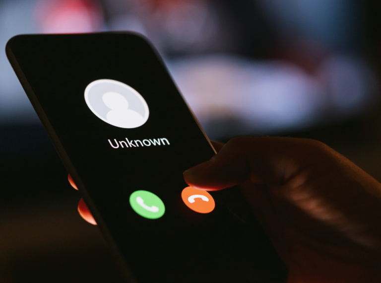 unknown caller on phone screen